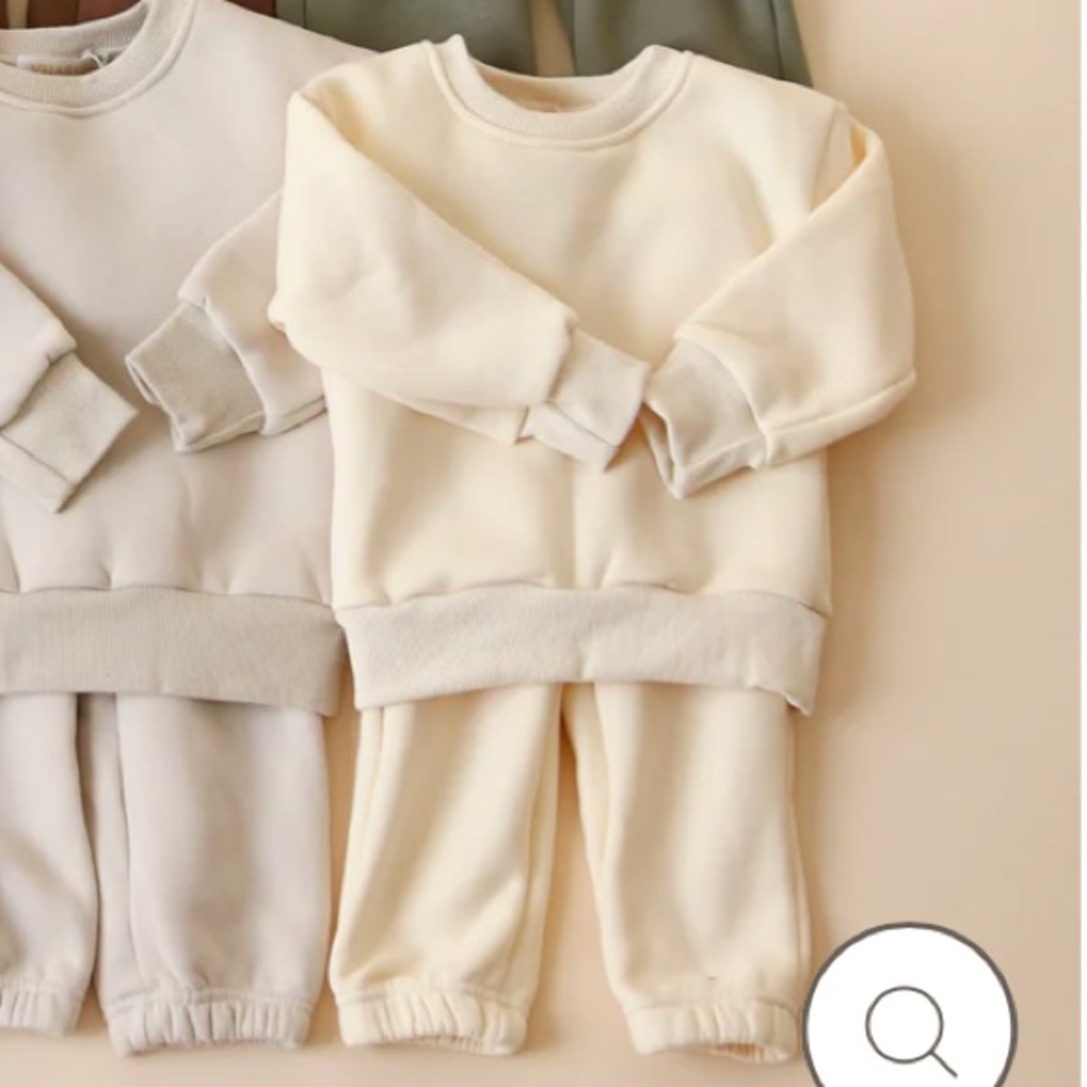 Anziel & Luca Cozy Fleece Sweat Set | Cream Newborn